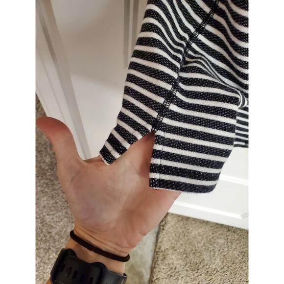 Women's T by Talbots Terry Knit Black/White Striped Dress Lace Up Back | Size M - Picture 4 of 7